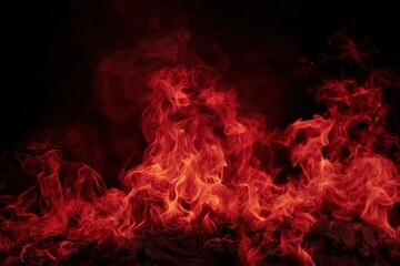 Intense red flames with dark background creating fiery abstract design