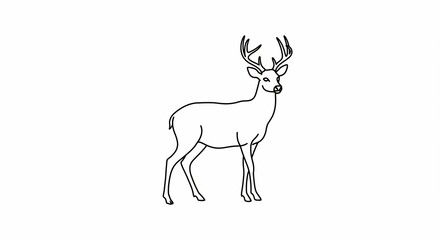 Fototapeta premium Elegant line art illustration of a majestic deer with impressive antlers