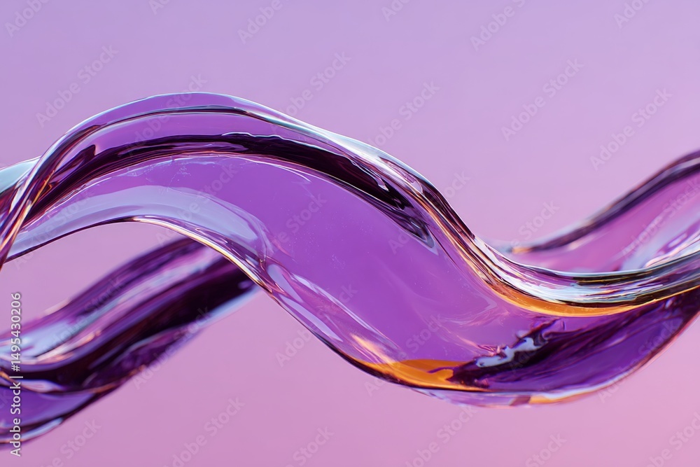 Poster Fluid shapes with purple hues create a captivating abstract visual in a vibrant background