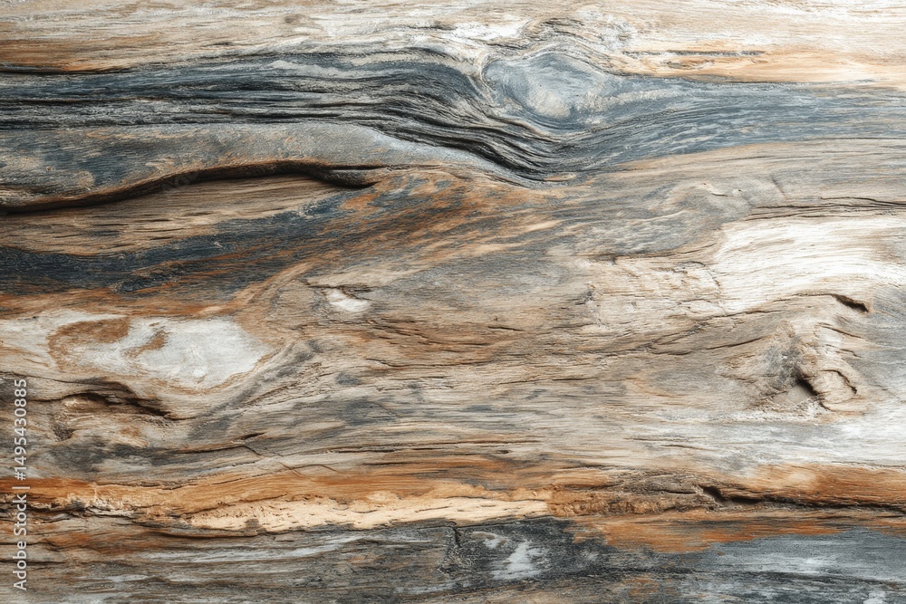 Aufkleber wood texture showing intricate patterns and natural colors from a piece of driftwood found on a beac