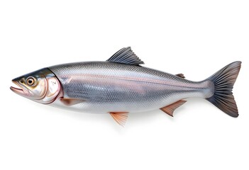 Obraz premium Photorealistic Salmon Fish Side Profile with Isolated White Background