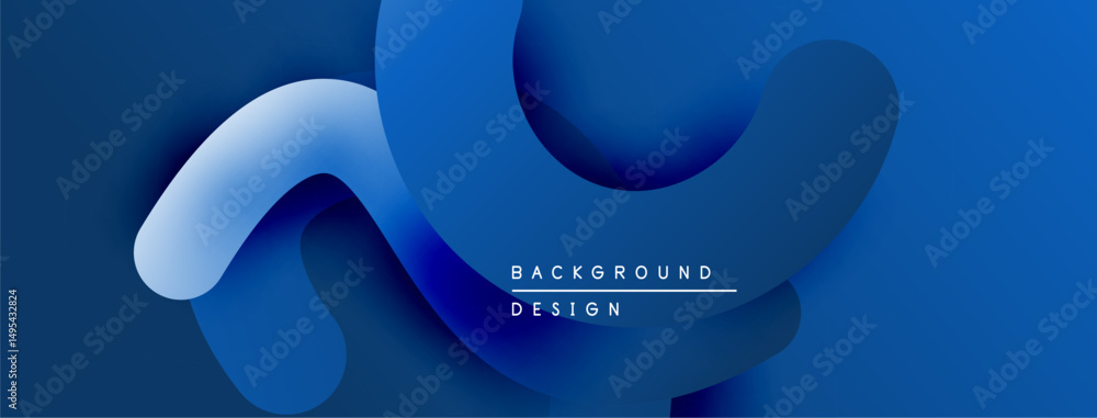 Aufkleber Abstract blue shapes overlap creating dynamic composition. Gradient colors suggest depth, modern aesthetic. Minimalist design, clean lines.