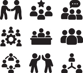 Teamwork Icon Set Silhouette Collaboration and People Working Together Vector Illustration