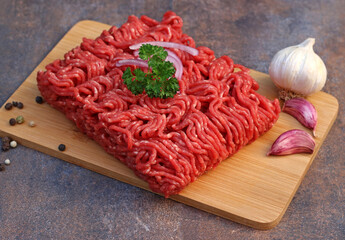 Fresh minced meat with garlic and spices.