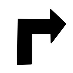 Block arrow illustration of go straight and turn right 