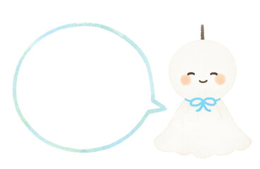 てるてる坊主と吹き出しのイラスト