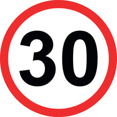 Driving speed limit 30 mph road sign