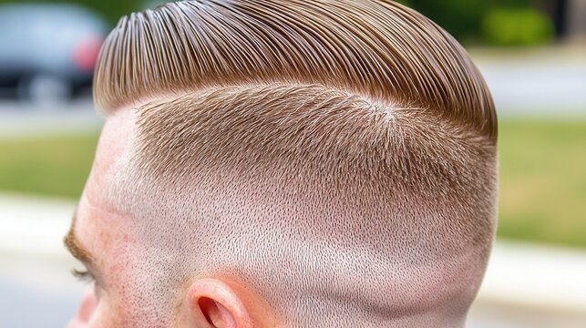 Close up of a Man's Textured High Fade Haircut