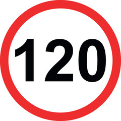 Driving speed limit 120 mph road sign