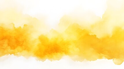 Horizontal, abstract watercolor painting with blended shades of yellow against a white background.