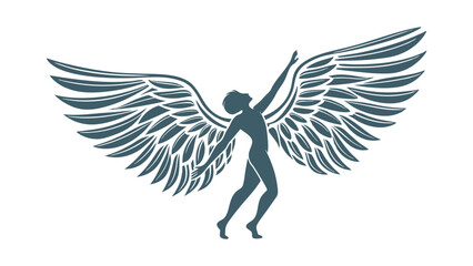 Abstract Winged Human Figure  Symbol of Freedom and Aspiration Vector Illustration