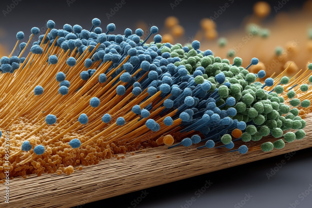 Poster Colorful representation of microbial growth on a surface captured in a lab setting during scientific research