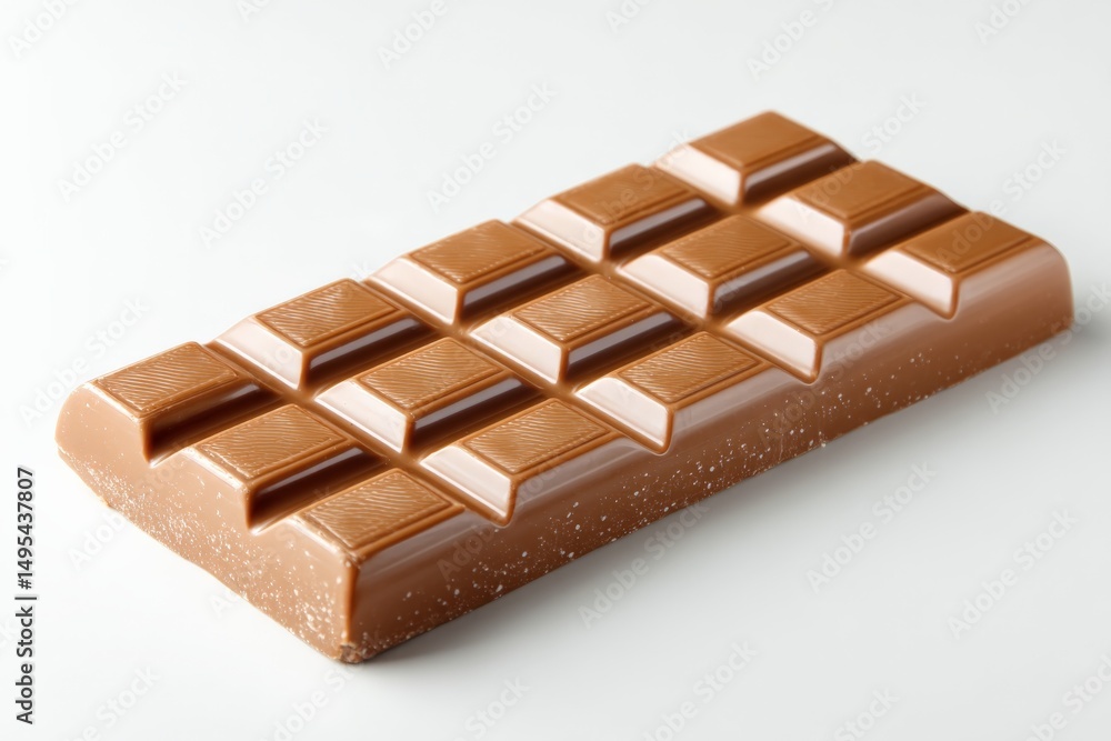 Aufkleber Chocolate bar with distinct squares placed on a white surface showcasing texture and color