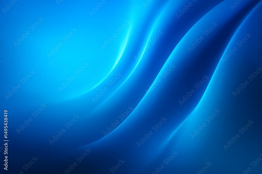 Poster Flowing blue waves create a calm and serene atmosphere in a digital space