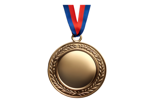 Gold medal isolated on transparent background
