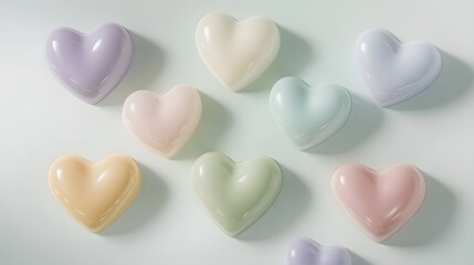 Obraz premium Pastel hearts arranged in a delicate design.