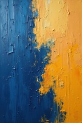 High-Contrast Abstract Painting Cobalt Blue and Burnt Umber Brushstrokes on Linen Canvas