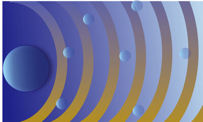 Blue abstract background with solar system pattern space