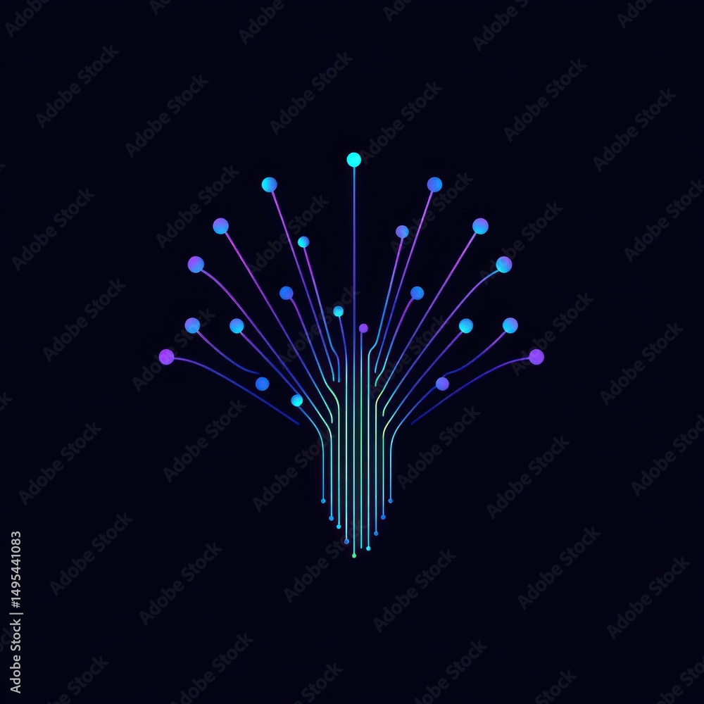 Poster abstract glowing network data streams