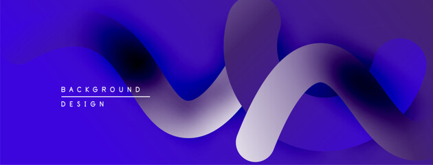 Abstract fluid shapes, gradient blue hues, modern design. Smooth curves create dynamic visual flow. Minimalist aesthetic.
