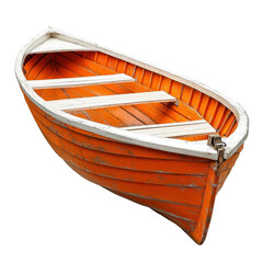 Isolated Orange and White Rowboat Side View