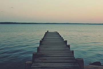 Fototapeta premium Serene wooden dock on tranquil lake