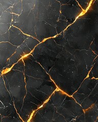 Dark surface with glowing golden cracks running across it