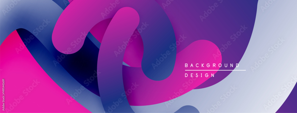 Poster abstract fluid shapes, vibrant pinks, purples, blues create dynamic composition. modern design eleme