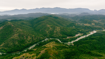 Fototapeta premium Tropical Mountain Valley at Sunrise