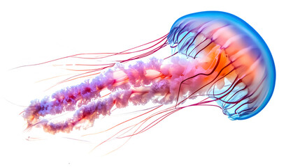 Obraz premium Gorgeous Jellyfish Floating on White Background