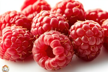 Freshly harvested raspberries showcasing rich red color and delicate texture, displayed on a neutral background with natural lighting