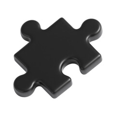 Obraz premium Single Black Puzzle Piece 3D Render Isolated on Black Background