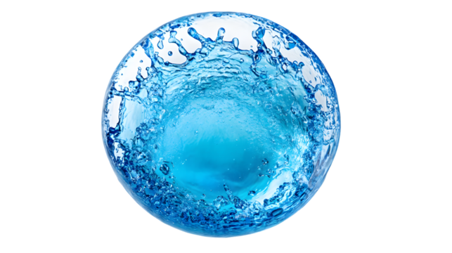 Elegant Rounded Blue Water Splash Isolated on Transparent Background