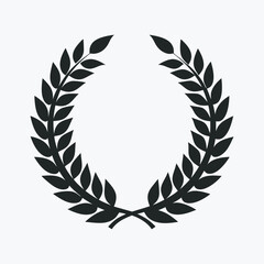 silhouette of a circular laurel foliate isolate on white background