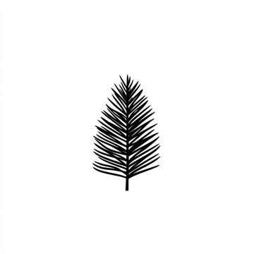 Simple black pine branch illustration, isolated on white background, for design