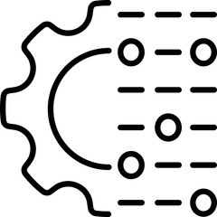Machine learning gear and data flow icon - Editable Stroke SVG, fully scalable.