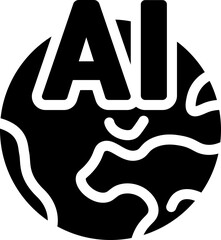 AI global network icon. Silhouette style.