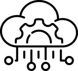 Cloud computing and gear icon - Editable Stroke SVG, fully scalable.