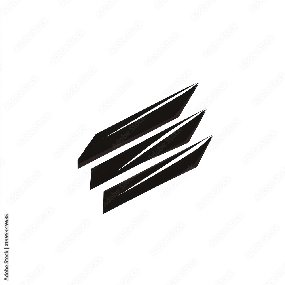 Poster three black angular shapes on white background, design element