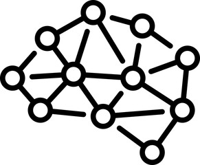 Neural network brain connections icon - Editable Stroke SVG, fully scalable.