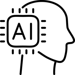 Human head silhouette with ai - Editable Stroke SVG, fully scalable.