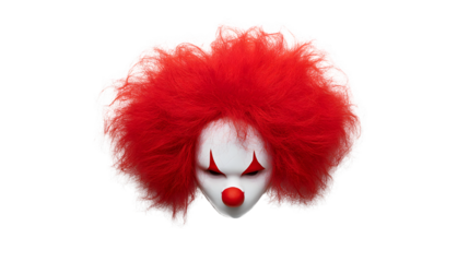 Vibrant Red Clown Wig on White Background for Playful and Creative Concepts