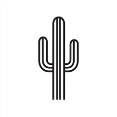 Desert cactus illustration, minimalist design, white background, nature icon