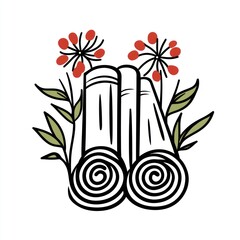 Rolled fabrics, floral design, nature, textile