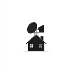 House with satellite dish, antenna, rural area, communication