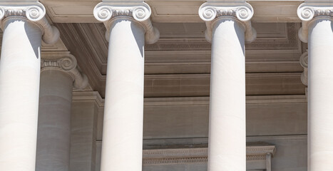 decorative stone columns. View from below.