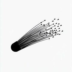 Comet streaks across white background, space travel illustration