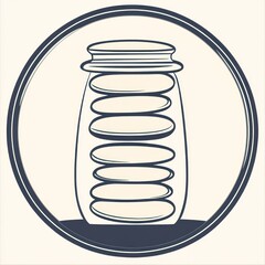 Glass jar filled with stones; simple background; kitchen storage