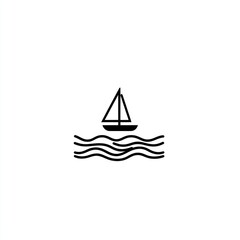 Sailboat on calm ocean waves; minimalist design, website icon