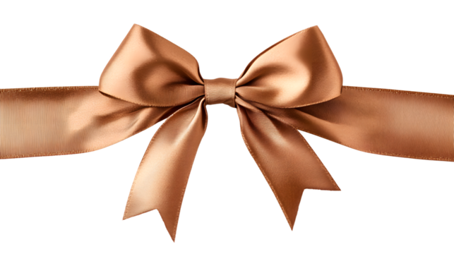 Elegant Brown Ribbon Bow and Curl on White Background for Luxury Gifting